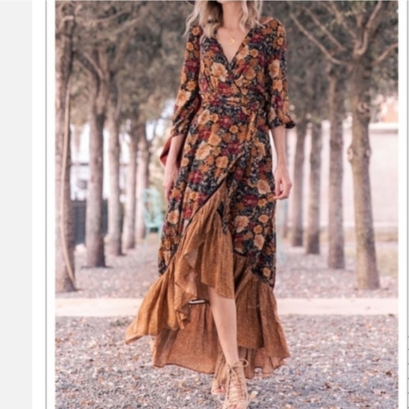 Floral Bohemian V Neck Patchwork Maxi Dress - Picture 7 of 16